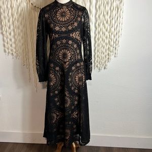 Anthropologie | Farm Rio Open Back Floral Midi Dress Size Small